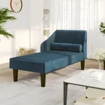 Schäslong med bolster blå sammet