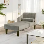 Schäslong med bolster ljusgrå sammet