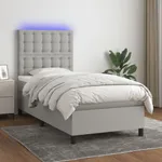 Ramsäng med madrass & LED ljusgrå 80x200 cm tyg