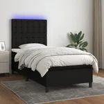 Ramsäng med madrass & LED svart 100x200 cm tyg